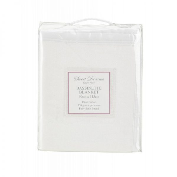 Personalised Bassinet Cot blankets with embroidered name - white