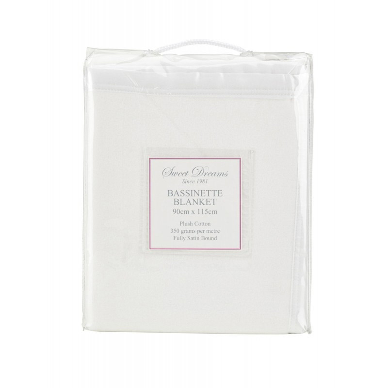 Personalised Bassinet Cot blankets with embroidered name - white