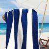 Personalised Jacquard Large Beach Towel - navy Stripe with embroidered name