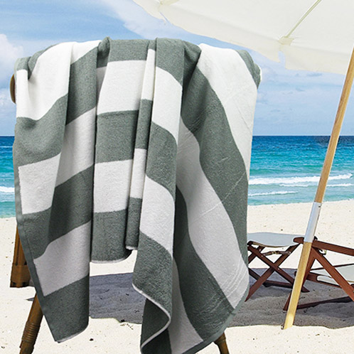 Personalised Jacquard Large Beach Towel - Silver with embroidered name