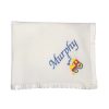 Personalised Bassinet Cot blankets with embroidered name - white