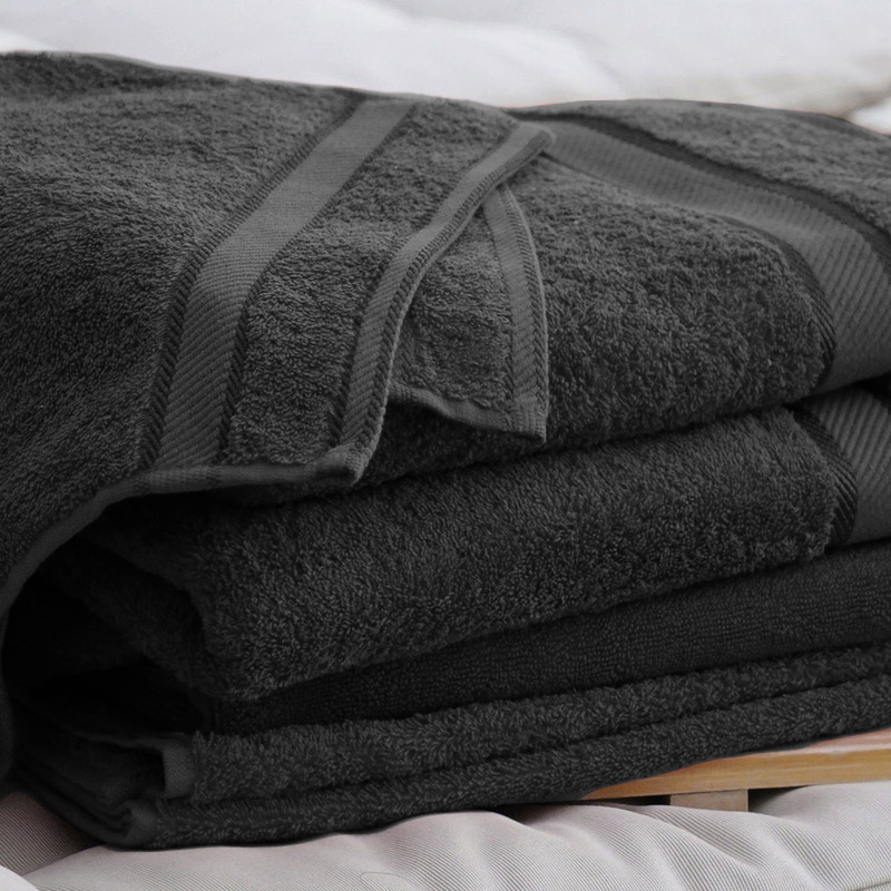 Monogrammed Bath Towel with Embroidered Name - Black