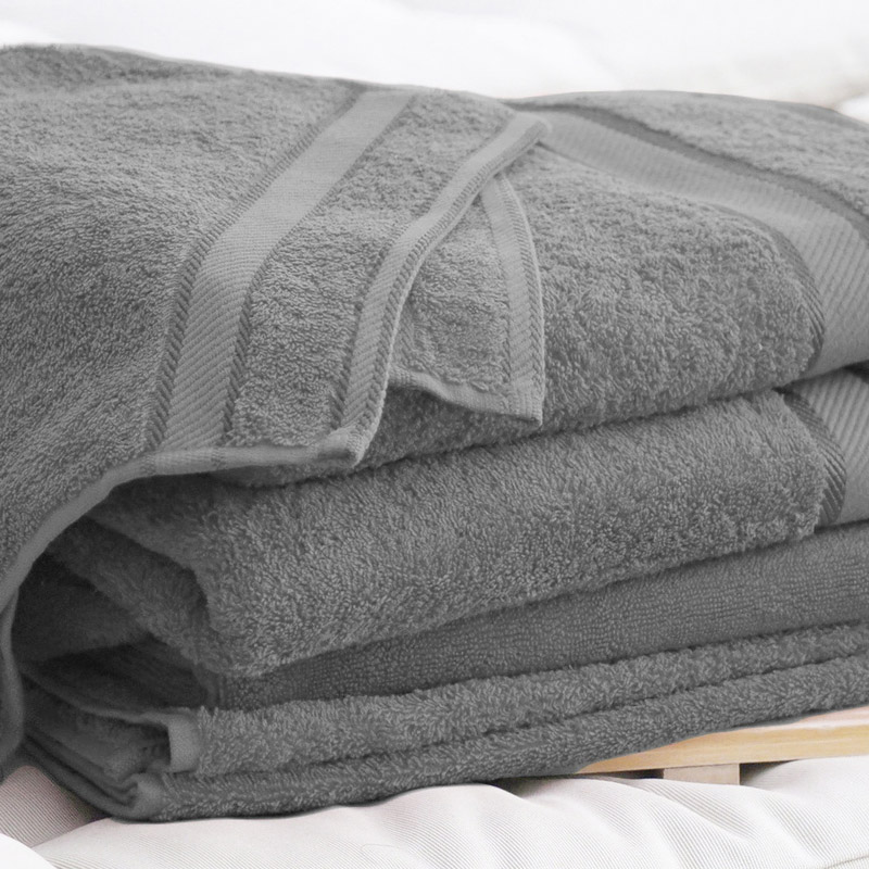 Monogrammed Bath Towel with Embroidered Name - Charcoal