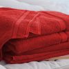 Monogrammed Bath Towel with Embroidered Name - Red