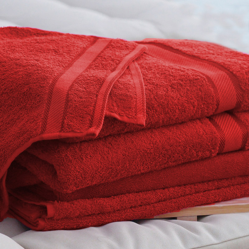 Monogrammed Bath Towel with Embroidered Name - Red