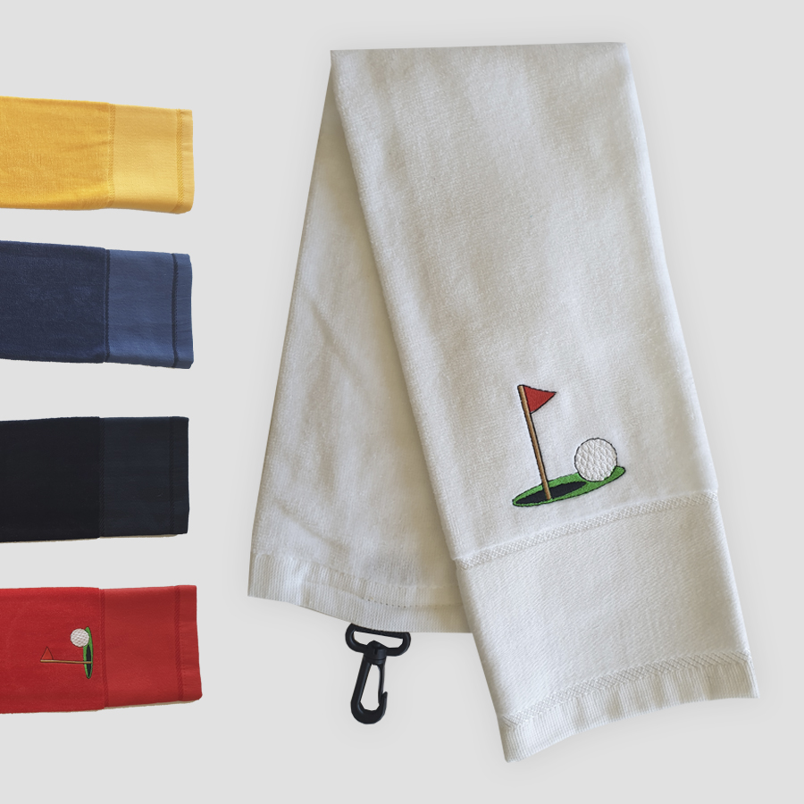 personalised golf towels with motif